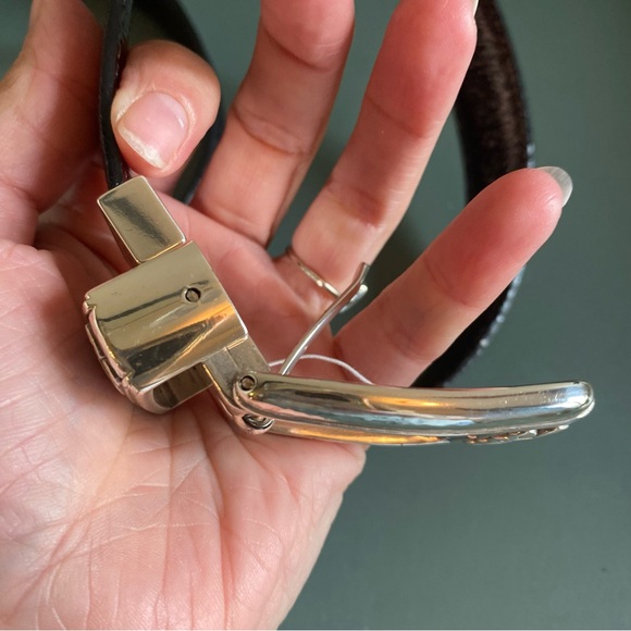 BRIGHTON Black Silver Buckle Belt - Picture 7 of 11